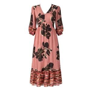 White Stuff Pink Lucy Midi Maxi Dress Coquette Boho Romantic Prairie Kawaii Sz 6